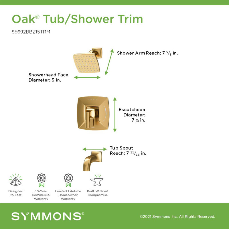 Oak HydroMersion Tub and Shower Faucet with Volume Control, Bronze