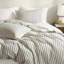 Couette pour grand lit brun clair 3 pièces, mélange de rayonne de coton et de lin pour le sommeil, rayure teinte classique, douceur lavable à la machine, aimable, fermeture à boutons toutes saisons-121664627