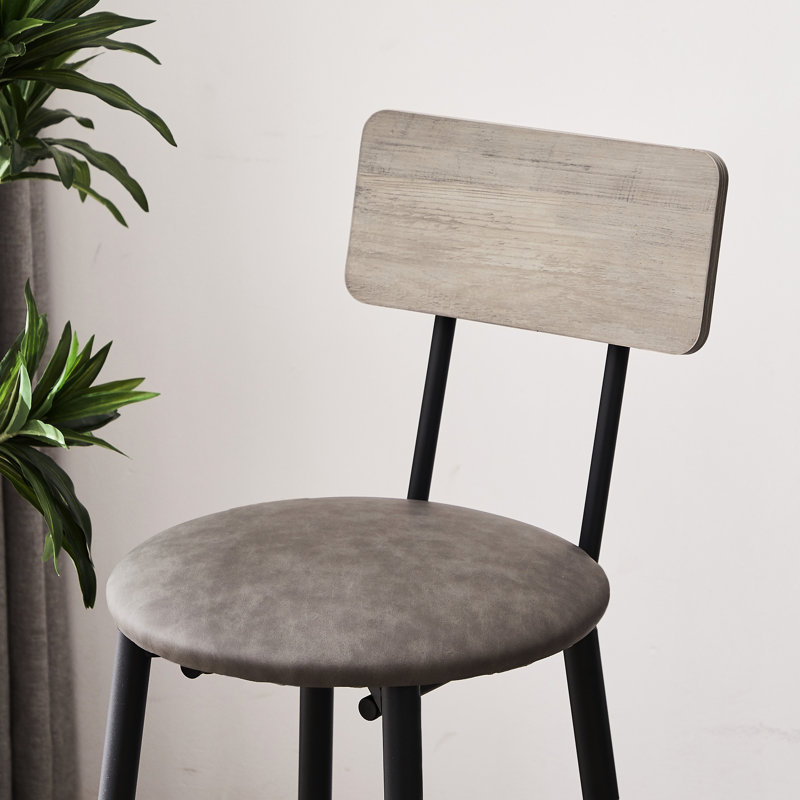 Table de bar de 61,6 cm de large avec 4 tabourets gris, siège confortable en PU, tabourets de style moderne gris. 117 cm de long x 87,4 cm de haut. Structure robuste en fer, assise rembourrée pour un confort optimal.