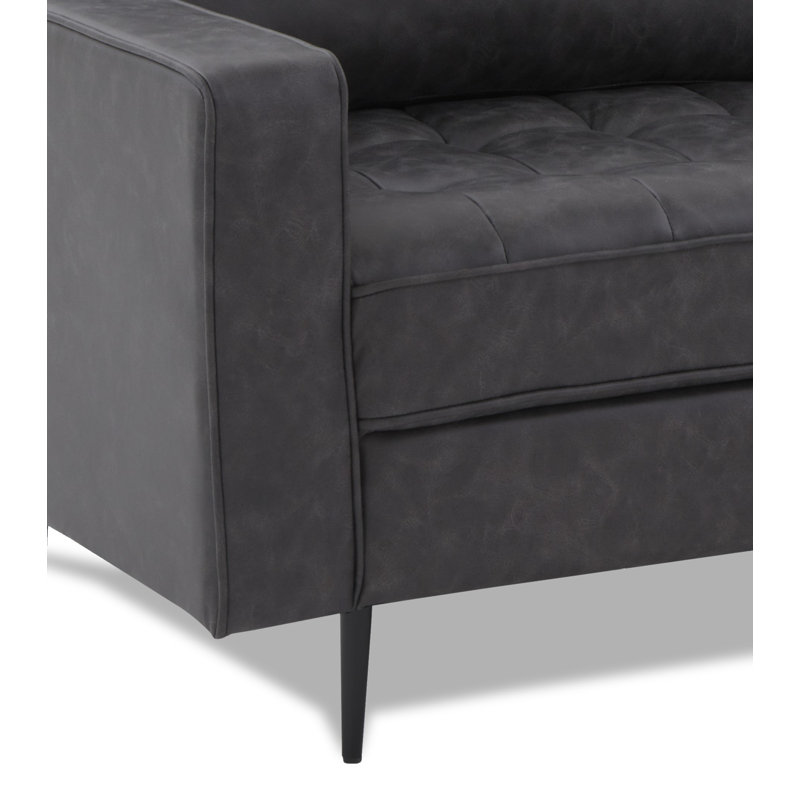 Ambon 2 Seater Faux Leather Loveseat, Grey