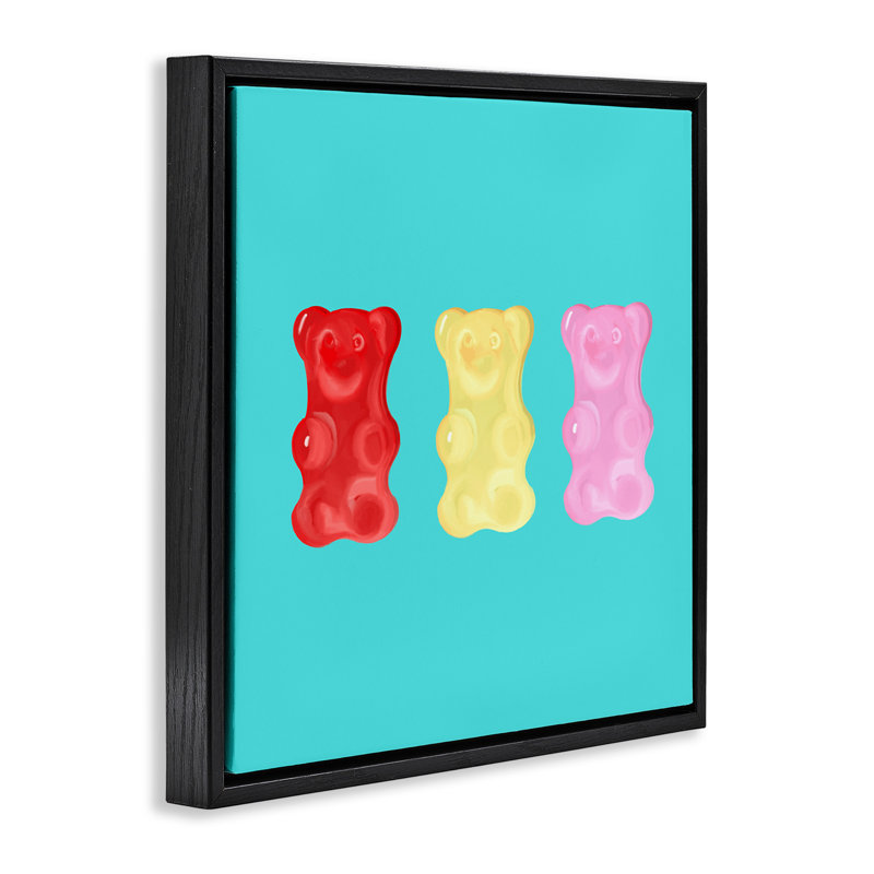 Mignons bonbons à l'ours gélifié, H 18 po x l 18 po, Cadre flottant noir de jais