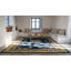 Antique Art Deco Chinese Floral, Medallion Blue Navy, Ivory Beige Cream White 1920s Rug