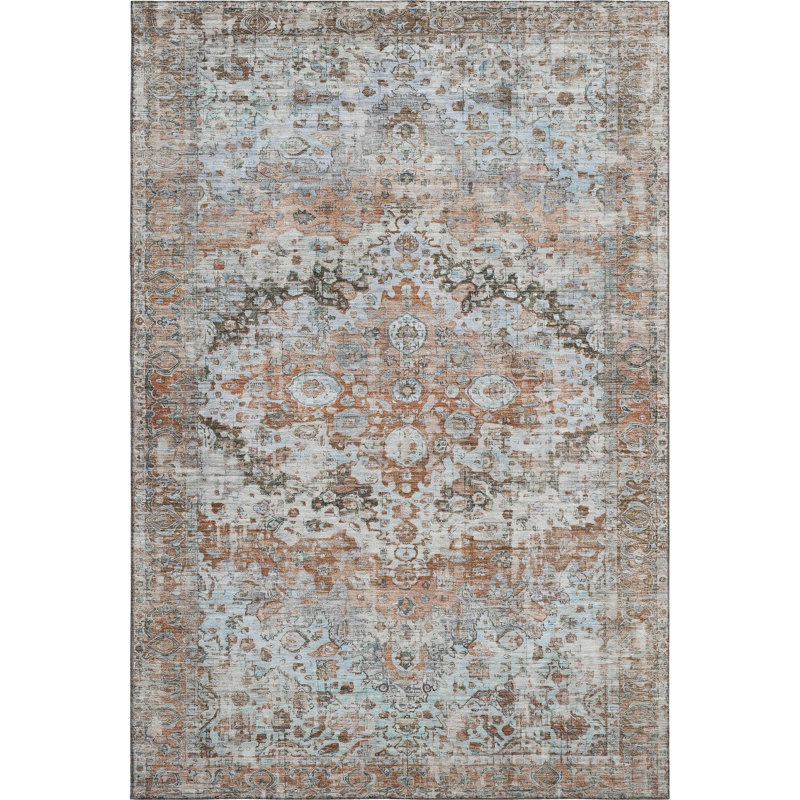 Premium Machine Washable Lubbers AMF1755 Border Rug, Rectangle 5' x 7'6"