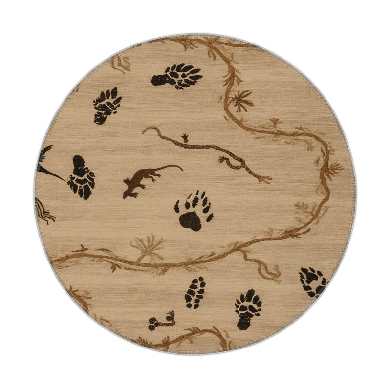 Tapis beige d'intérieur et d'extérieur Nature, Rond 5 pi
