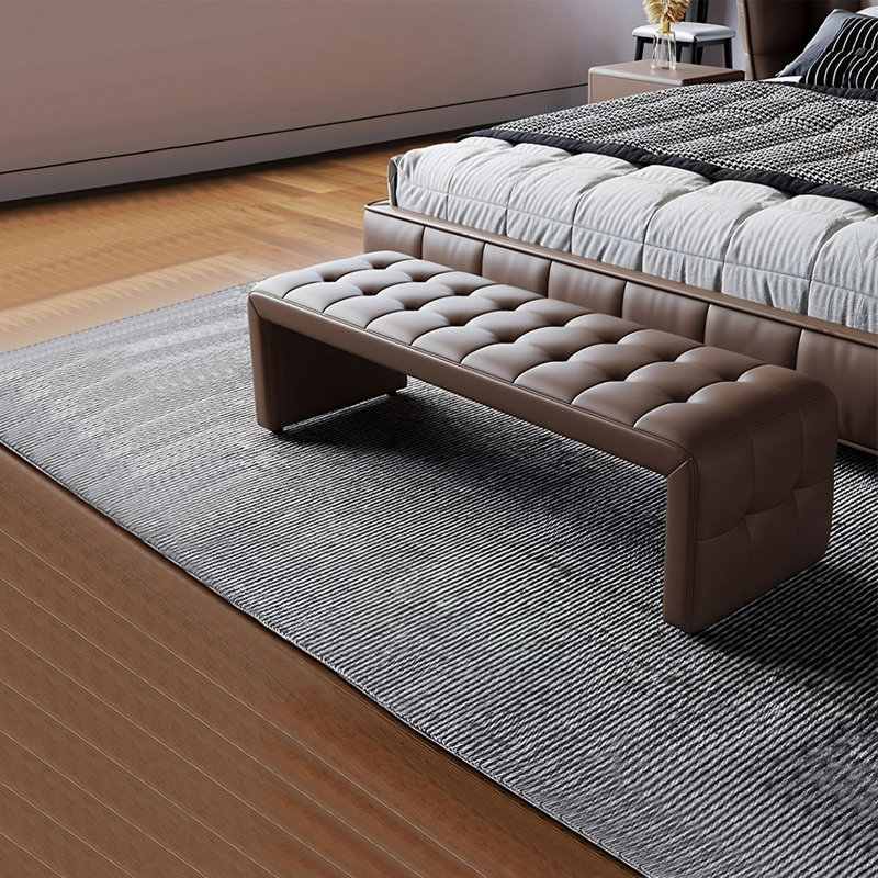 Banc rembourré en cuir Labovick, Café