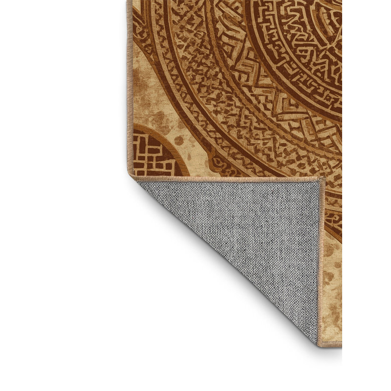 Tapis marocain d'inspiration mondiale Lavston lavable à la machine - reliure brun clair, 4x6