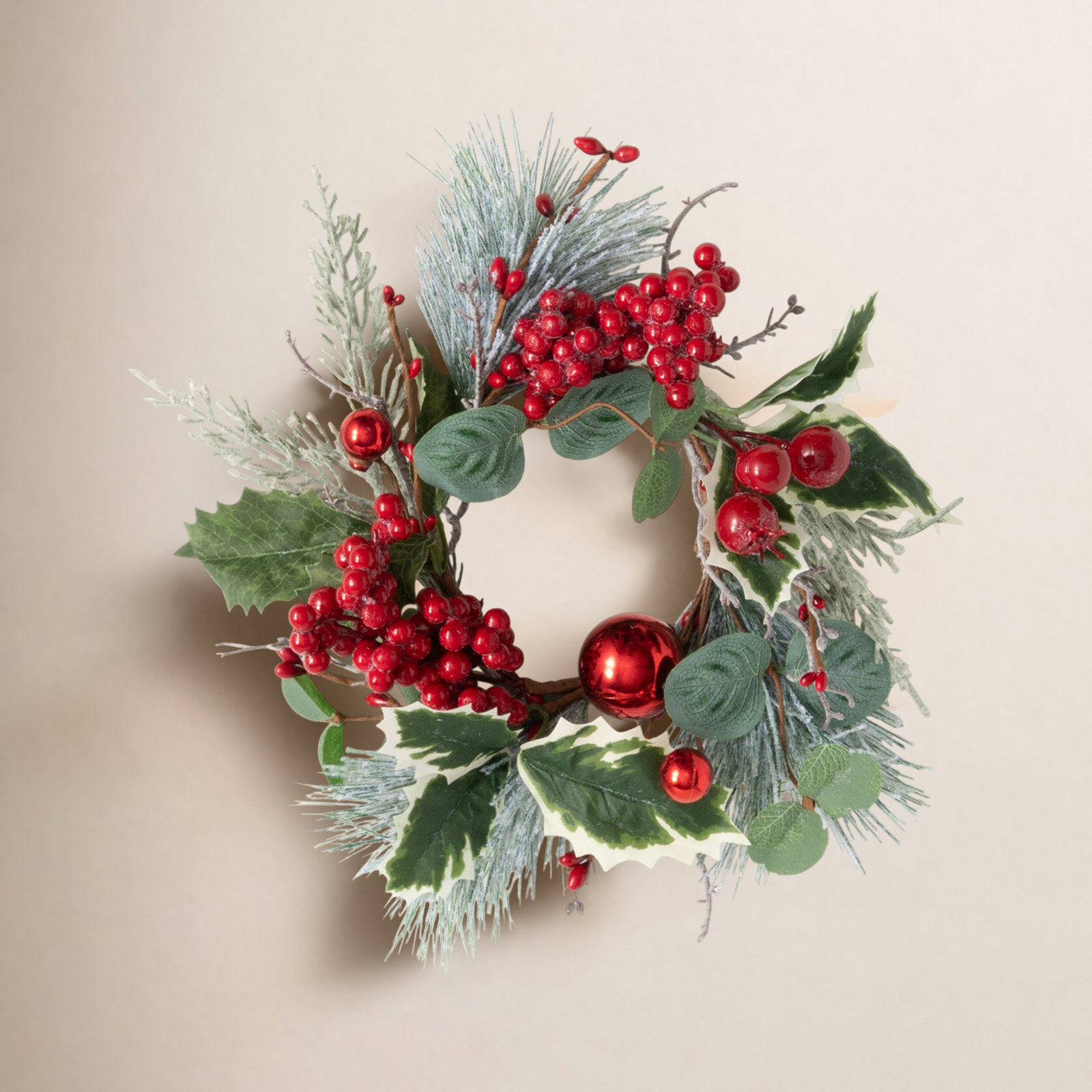 11'' Faux Holly Polyester Wreath