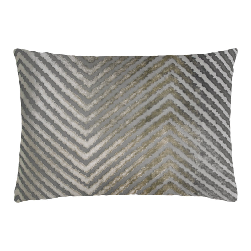 Chevron Rectangular Velvet Pillow Cover & Insert, Nickel