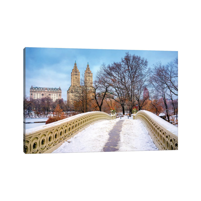 Central Park Snow On Bow Bridge,New York City by Susanne Kremer - Wrapped Canvas Gallery-Wrapped Canvas Giclée