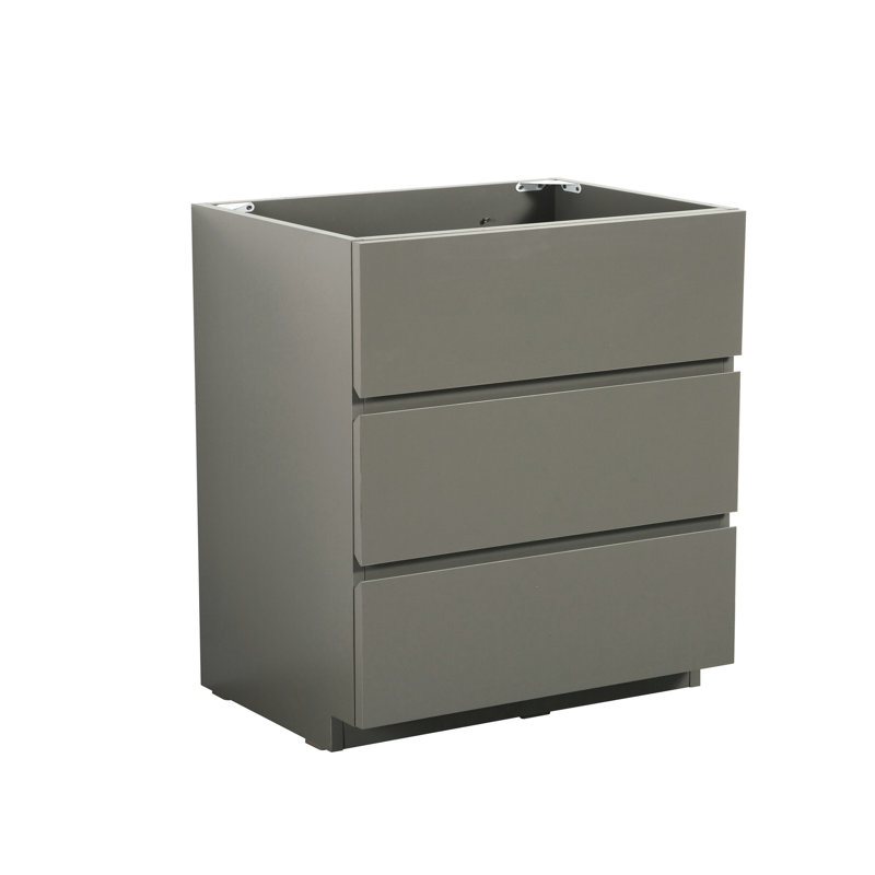 Armoire de plancher sans lavabo - gris, 3 tiroirs, élégant et chic-moderne, rangement maximal, lisse et silencieux, salle de bain gris ergonomique chic-moderne,
