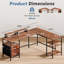 Bureau en L avec tablettes de rangement, bureau d'ordinateur réversible avec prises intégrées et support de moniteur-445012402