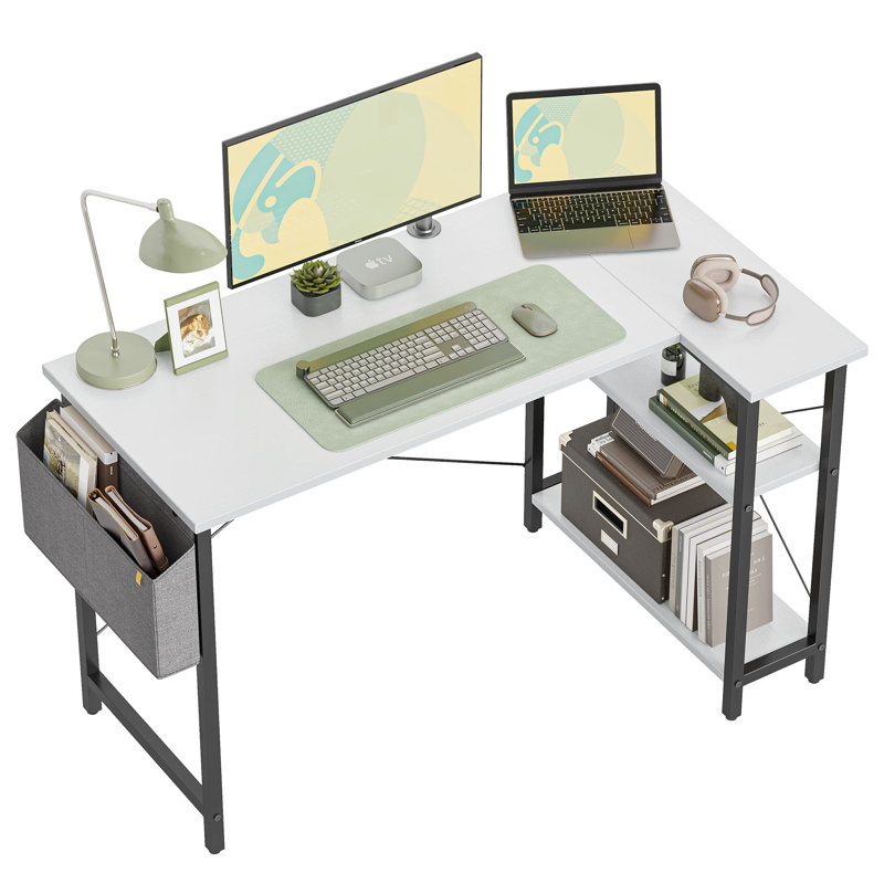 Bureau d'ordinateur en L 47 po Lajeanne, Blanc