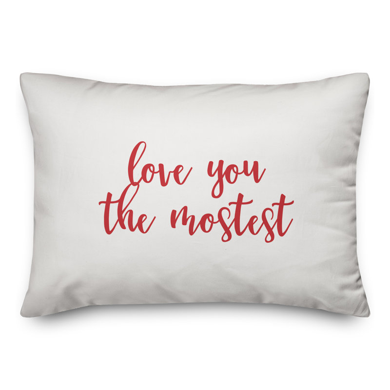 Love You The Mostest Throw Pillow, Red/White