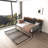 Twin Metal Daybed with Trundle, Upholstered Headboard, RGB LED Lights, and Built-In Charging Station, Black