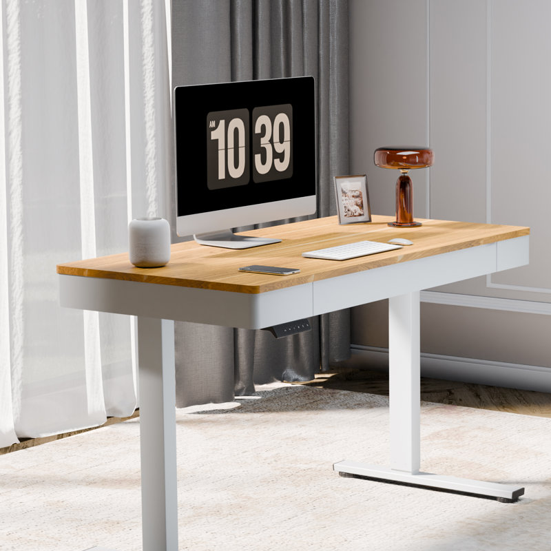 Bureau debout à hauteur réglable de 47 po x 24 po avec tiroirs, pour la maison et le bureau, L 47,2 po x P 23,6 po