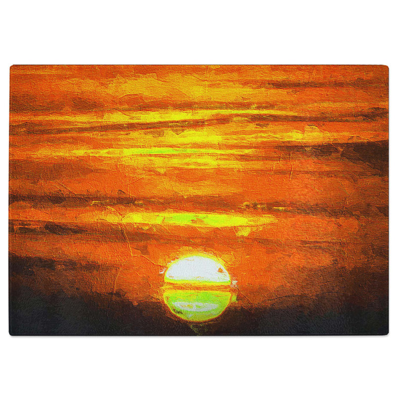 Tempered Glass Sunset Chopping Board, 28.5 cm W x 20 cm L