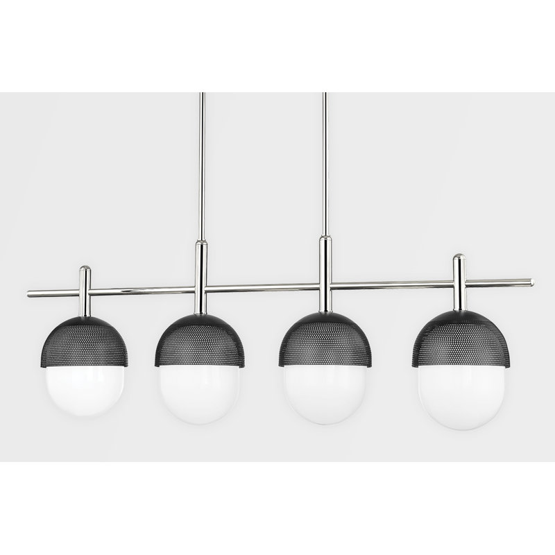 Nyack - 4 Light Island Light - Polished Nickel/Black Finish, Polished Nickel/Black