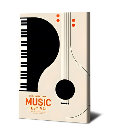 1 pièce, art mural, affiches encadrées, Festival de musique moderne, art mural sur toile avec touches de piano et guitare, impression abstraite d'instruments de musique pour le salon, la chambre à coucher, le studio, la décoration intérieure, œuvre d'art contemporaine pour les mélomanes