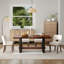 Table compacte en noyer et noir avec 4/6 chaises en tissu, style compact pour la cuisine / salle à manger-1786355358-1786355352