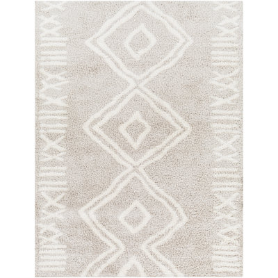 Tapis rectangulaire en polyester beige Agusti