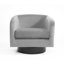 Velvet Upholstered Swivel Barrel Chair-1302414061