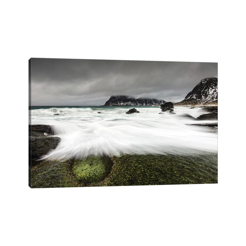 Norway, Lofoten, Uttakleiv Beach I by Mikolaj Gospodarek - Wrapped Canvas Print, 20.32 cm H x 30.48 cm W