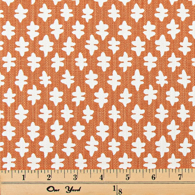 Housse de coussin orange et blanche à imprimé géométrique, Carré 15 po