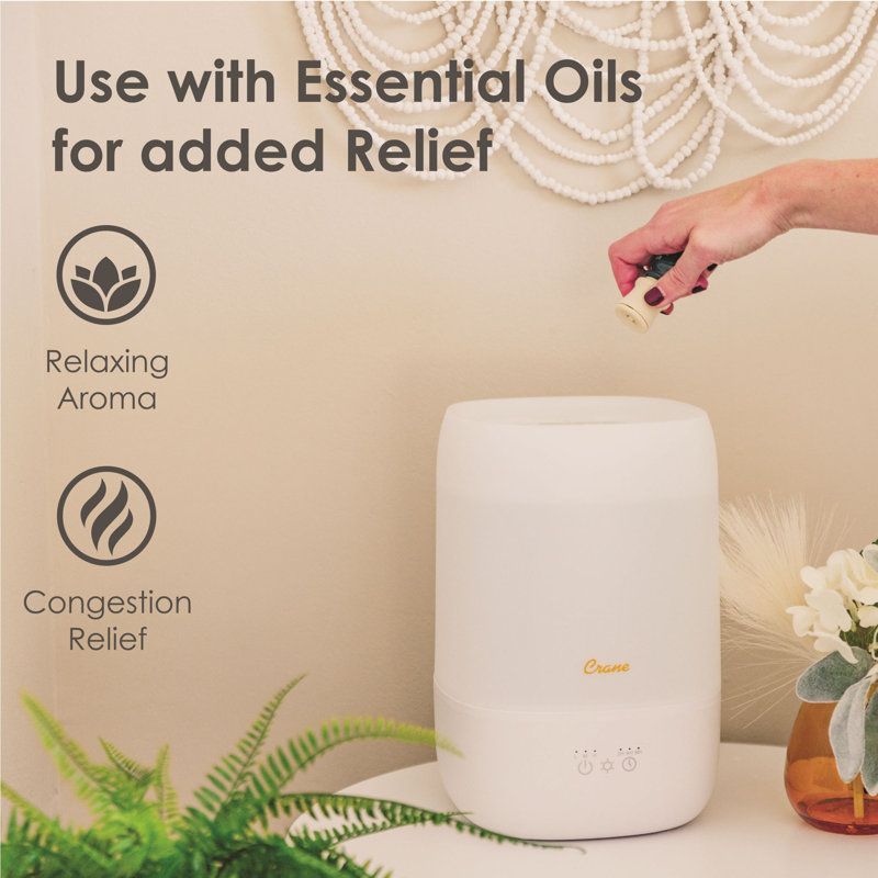 White Top Fill Cool Mist Humidifier with Sleep Support Light