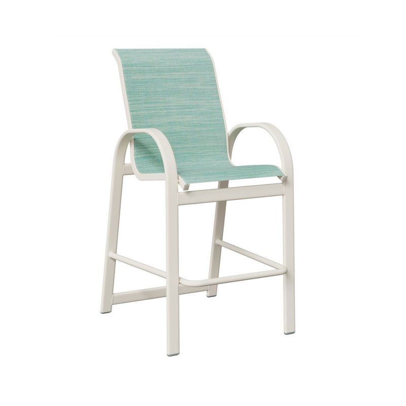 Chaise de bar en aluminium blanc mat Berlin, Paysage marin, Blanc mat