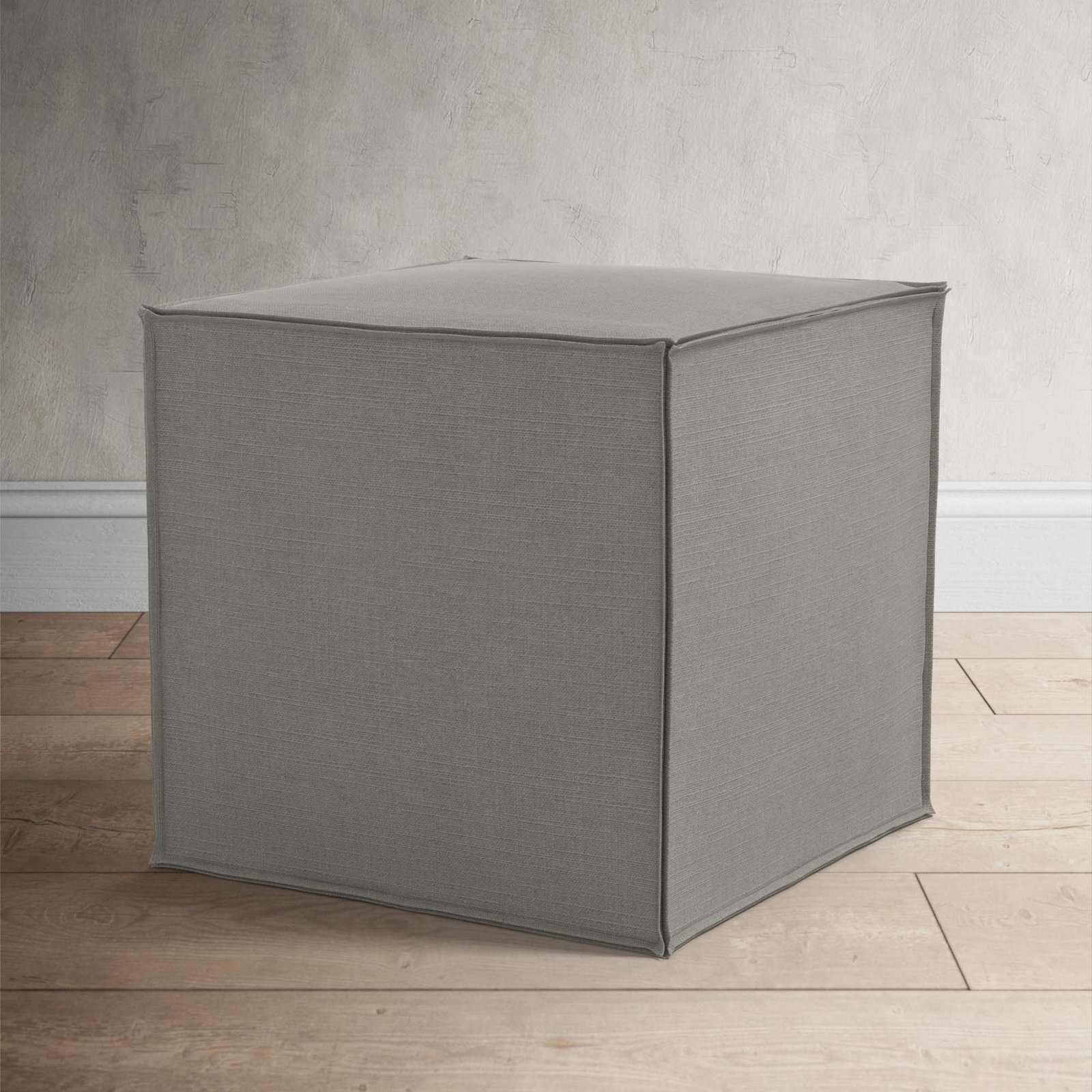 Tillie Upholstered Pouf, Classic Grey Linen
