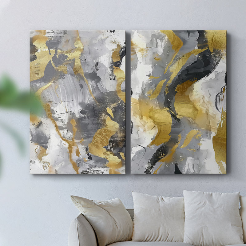 ABSTRACT Series cmxxxiv - Toile tendue avec châssis de qualité supérieure - Prêt à être accroché, H 18 po x l 24 po