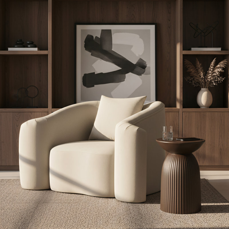 Chaise en velours Soyini, Velours crème