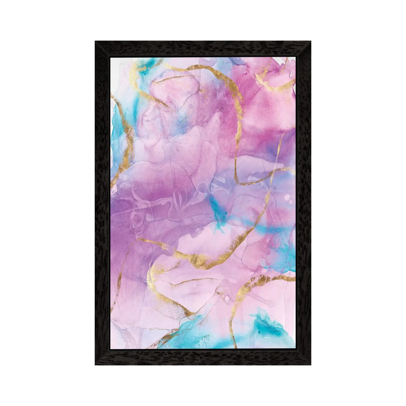 Gold Highlights I by Eva Watts - Floater Frame Painting on Canvas, Black Framed, 152.5 cm H x 101.5 cm W