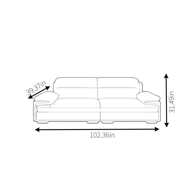 Canapé Nordic Modern, H 31,49 po x l 102,36 po x P 39,37 po