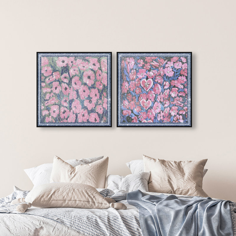 Forever Blooming Set Set by Oliver Gal, 82"H x 82"W, Black Floater Frame