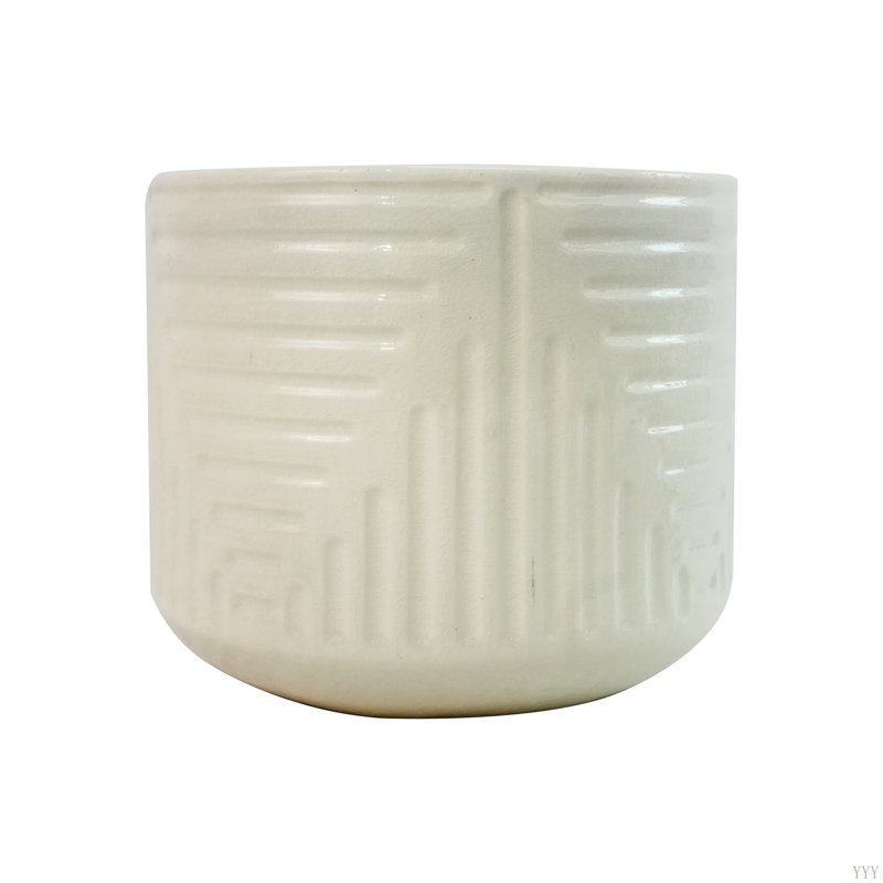 Ceramic Flowerpot, Modern Planter For Patio, Garden, Windowsill, Milk White