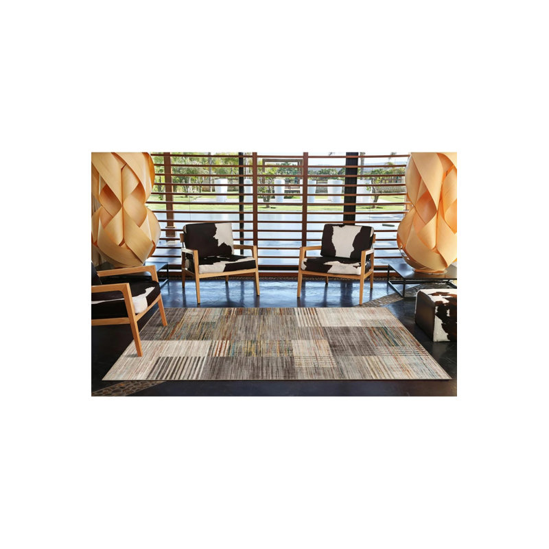 Tapis décoratif décoratif géométrique gris traditionnel, Rond 3 pi 4 po
