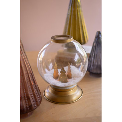 PORTE-BOUGIE EN VERRE ET EN MÉTAL