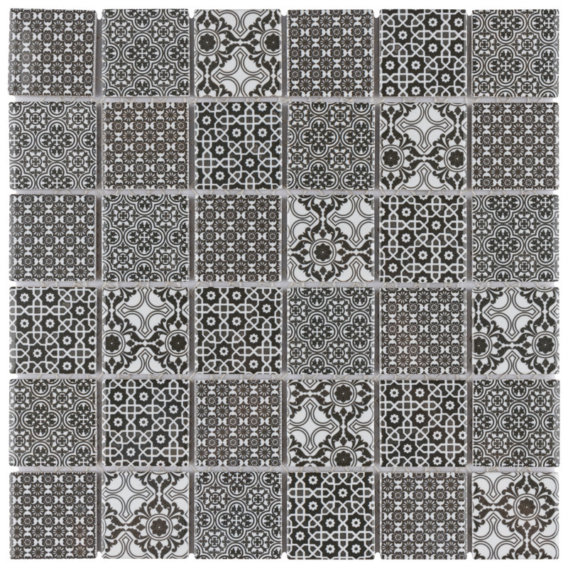 Classico 2" x 2" Porcelain Grid Mosaic Wall & Floor Tile, Black