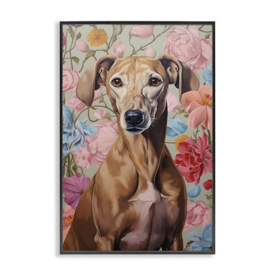 Greyhound on Florals, estampe numérique par Roozbeh Bahramali