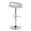 Tabouret de bar réglable en métal chromé et tissu d'avoine avec repose-pieds arrondi en T - ensemble de 2-1979030571-1979030582