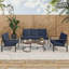 Ensemble de patio en osier 4 pièces 4 pièces: canapé 3 places, 2 chaises, table basse avec coussins - parfait pour la piscine et la cour-1483253315