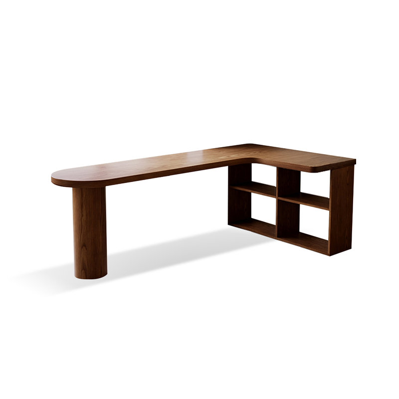 Bureau en bois massif en forme de L brun noisette, H 29,53 po x l 62,99 po x P 47,24 po, Retour à droite