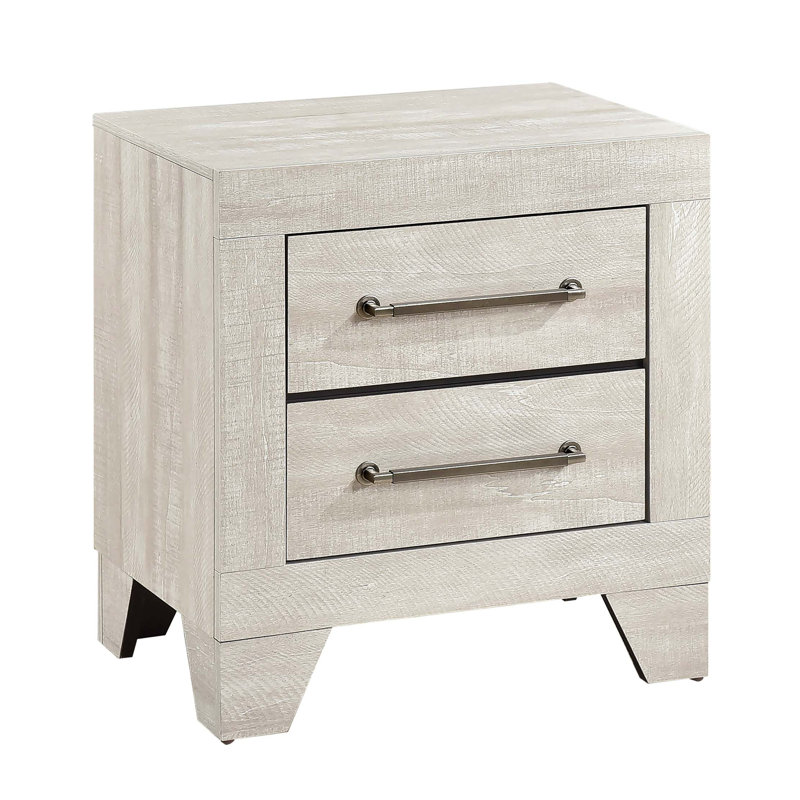 Table de chevet contemporaine en chêne avec 2 tiroirs 1pc