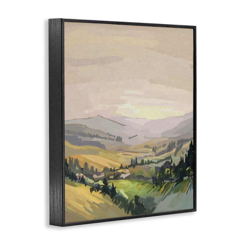 Art de giclée encadrée par campagne italienne, conception par Amelia Noyes, H 14 po x l 11 po, Giclée encadrée noir minuit