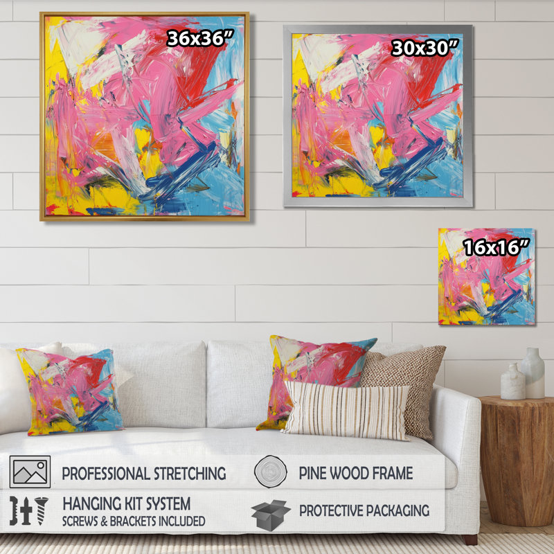 Odelin rose rouge, peinture abstraite Fight I - art mural abstrait, H 16 po x l 16 po, Noir
