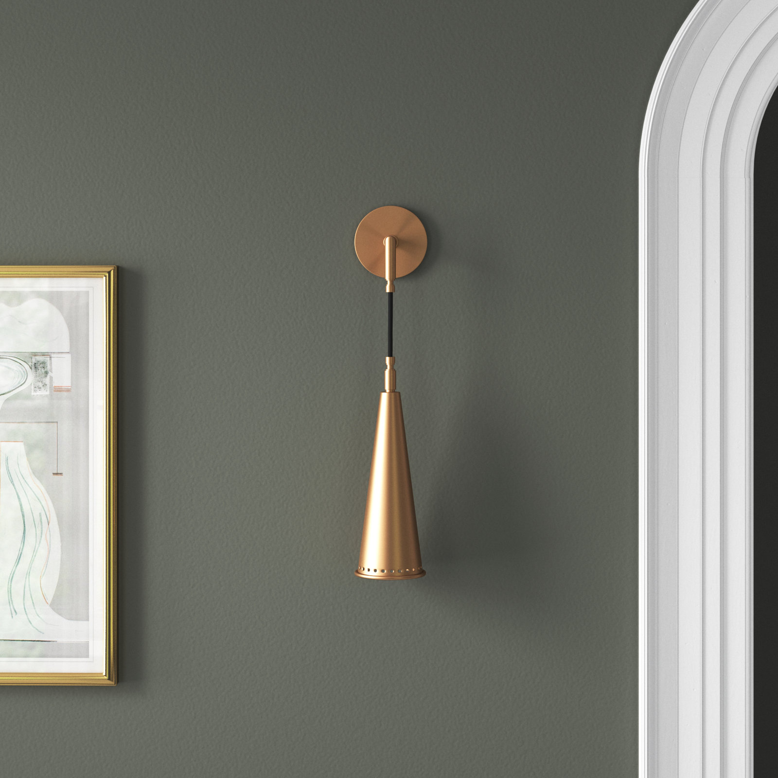 Darla Single Light Steel Dimmable Wall Sconce, Aged Brass