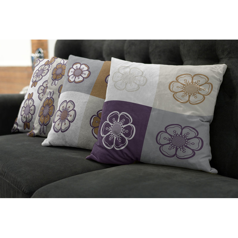 Housse de coussin Abstract, 12 po x 12 po, Prune / ambre / coquille d'œuf