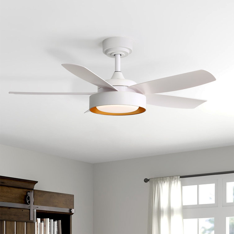 42" 5 - Blade Modern White LED Ceiling Fan Light With Remote Control