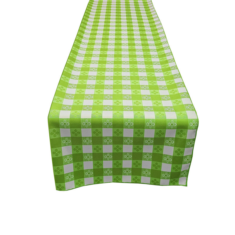 Poplin Tavern Gingham Checkered Polyester Table Runner, 144" L x 12" W, Lime Green